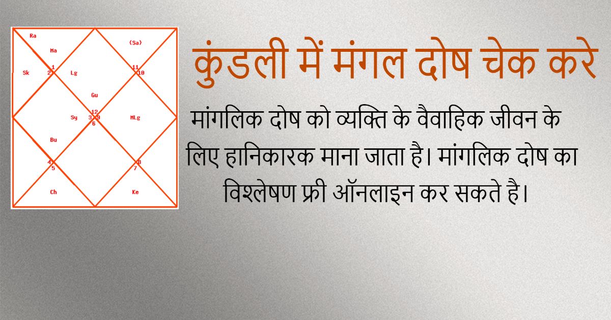 मंगल दोष कैलकुलेटर (Mangal Dosha Calculator)मांगलिक दोष चेक हिंदी